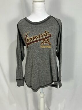 University of Minnesota Golden Golphers Heather Gray Crewneck Longsleeve Tee XL
